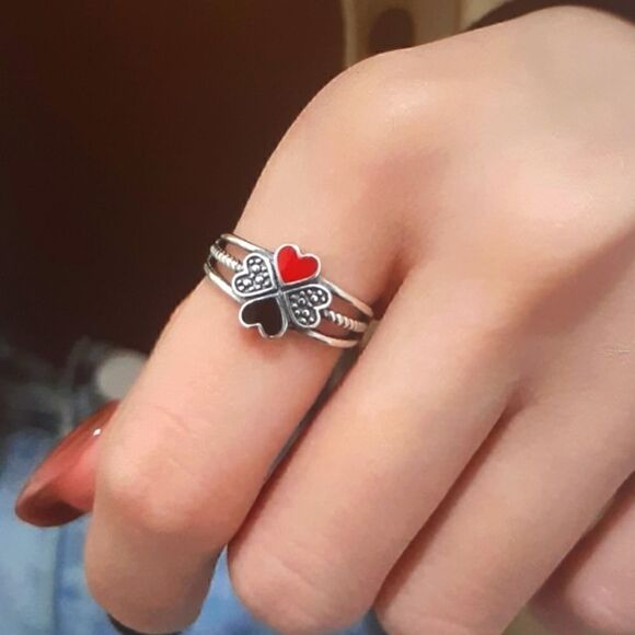 New Sterling Silver Heart Cross Open Ring New Adjustable Size 7.5 - Picture 1 of 4